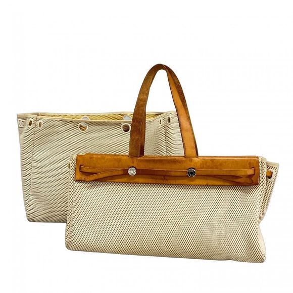 Hermès Cabas PM Tote Bag Toile H Natural Leather Silver Hardware G Stamp Pre-own - Picture 1 of 10